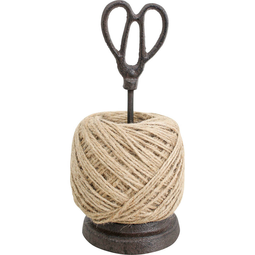 2PK LVD Cast Iron String Holder W Scissors 9x19.5cm - Brown