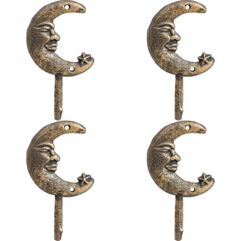 4PK LVD Cast Iron Wall Hook Home Decor 9x16cm - Celestial Moon