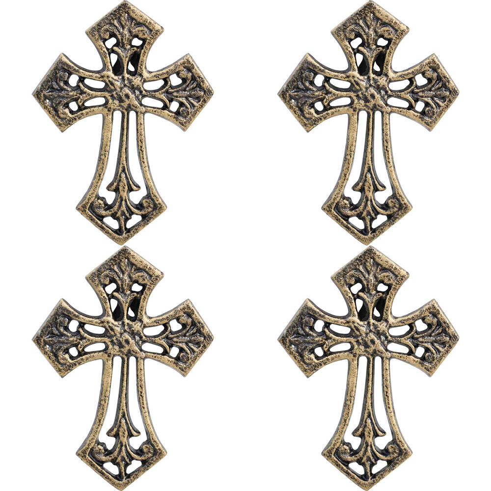 4PK LVD Wall Cross Cast Iron Hanging Ornament Decor - Small