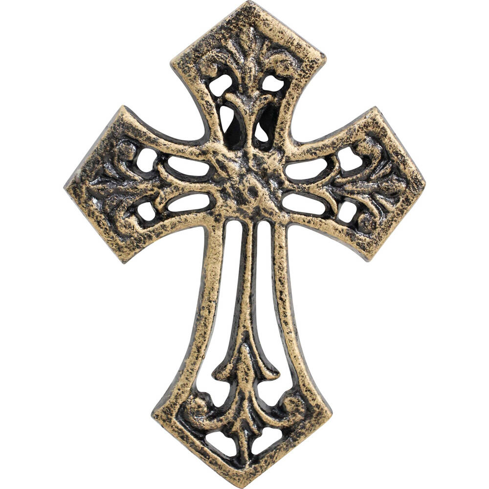 4PK LVD Wall Cross Cast Iron Hanging Ornament Decor - Small