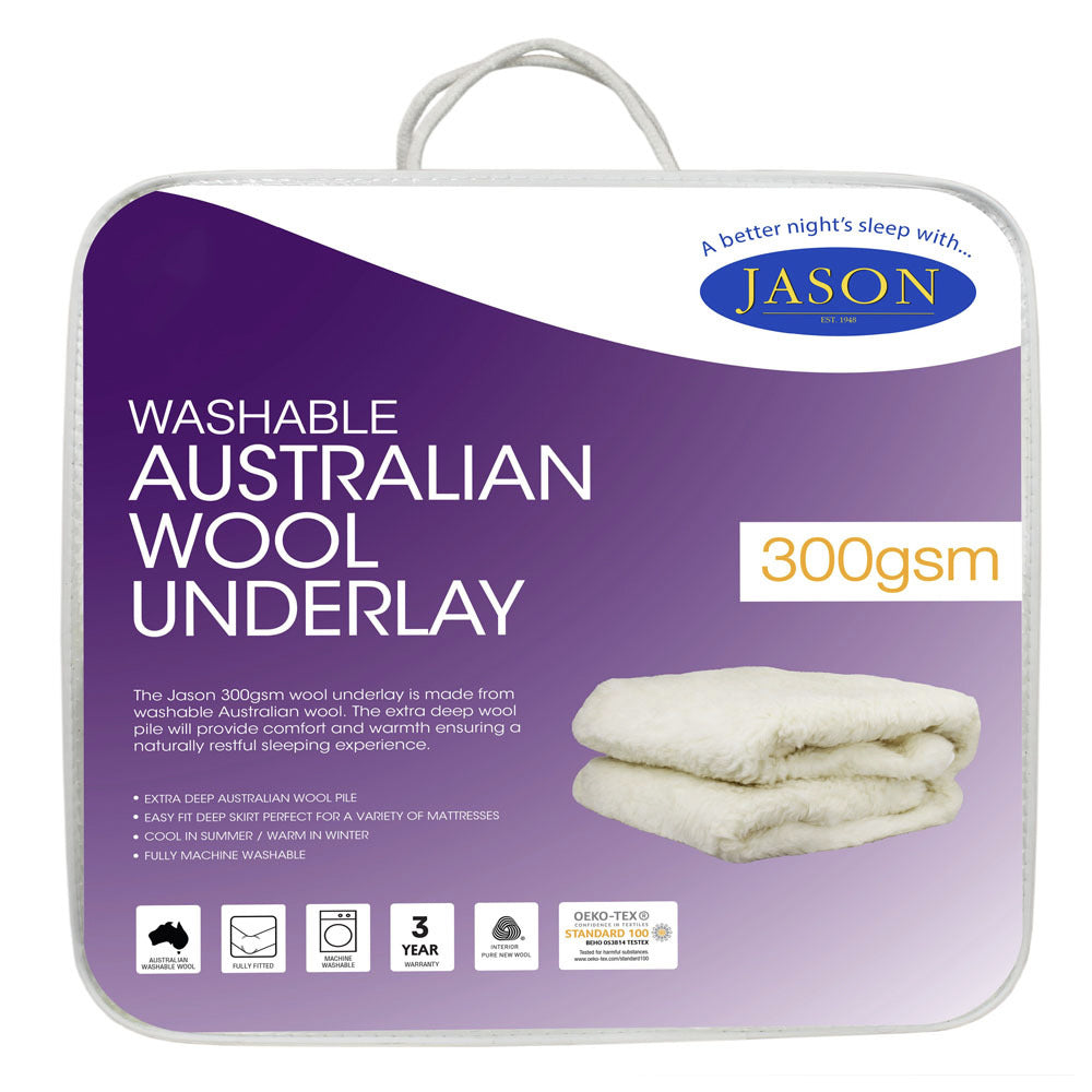 Jason Queen Bed Reversible Underlays Australian Wool 300 GSM
