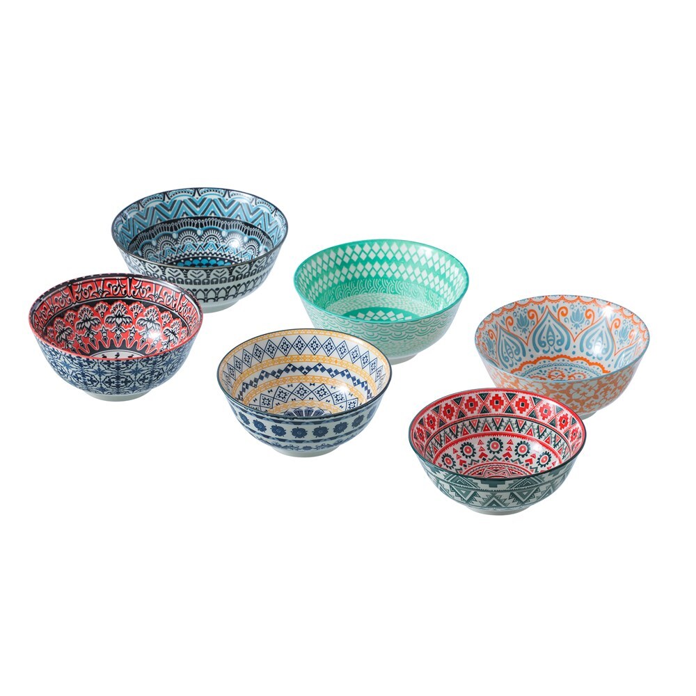 3PK Lemon & Lime Moroccan Deco 18cm Ceramic Serving Bowl - Assorted