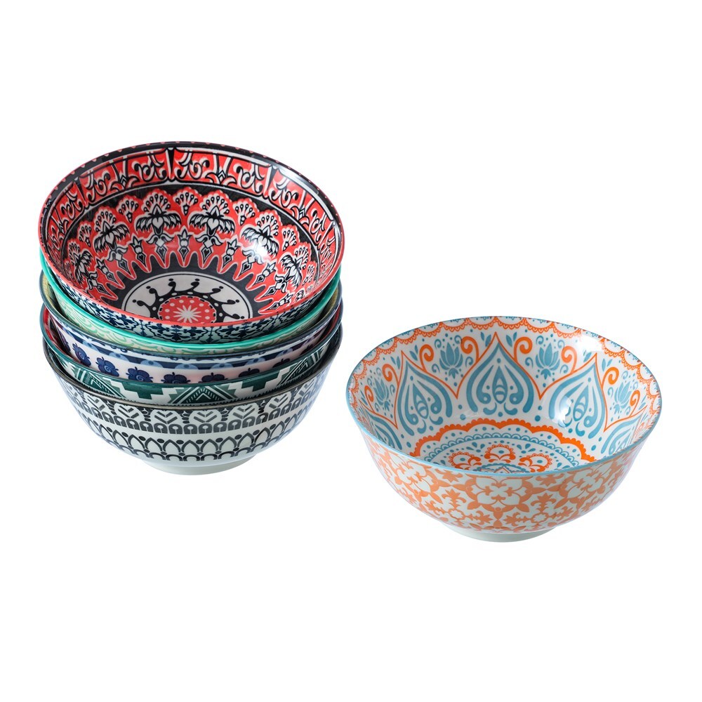 3PK Lemon & Lime Moroccan Deco 18cm Ceramic Serving Bowl - Assorted
