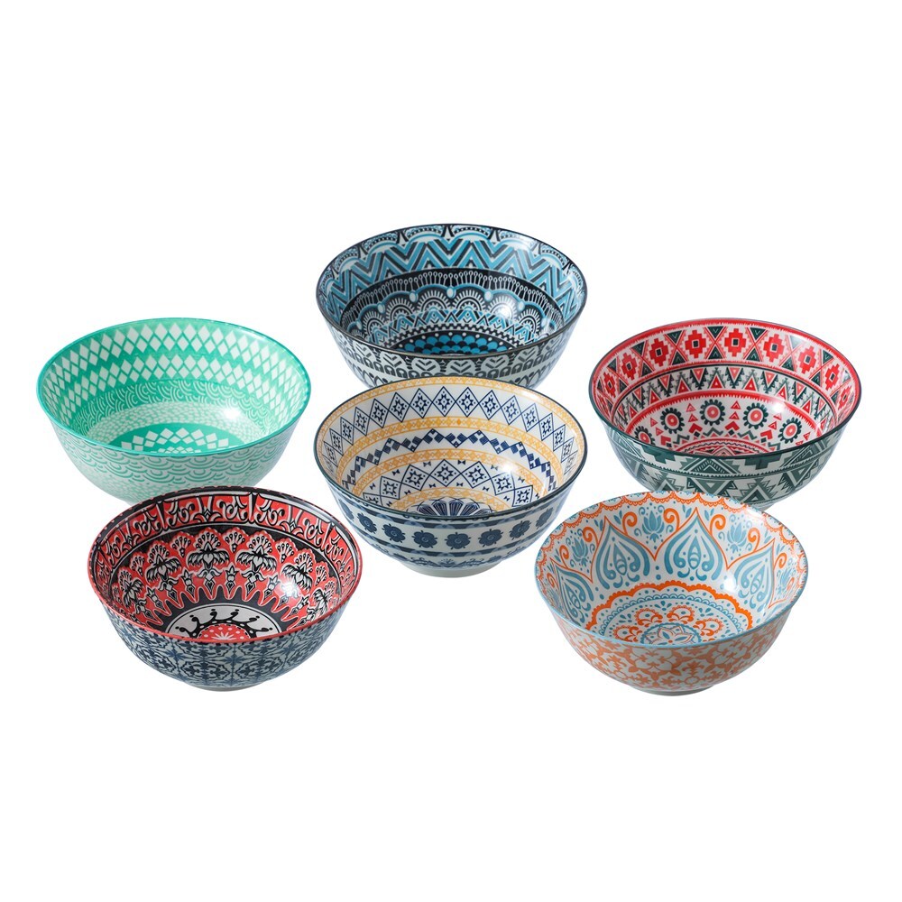 3PK Lemon & Lime Moroccan Deco 18cm Ceramic Serving Bowl - Assorted