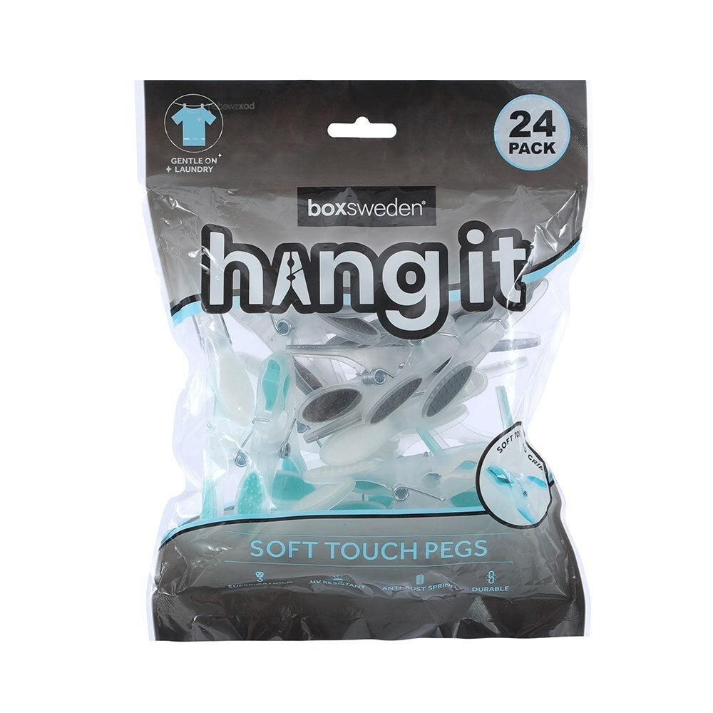 6x 24PK Boxsweden Hangit Soft Touch Clothes Pegs Oval Laundry Clips