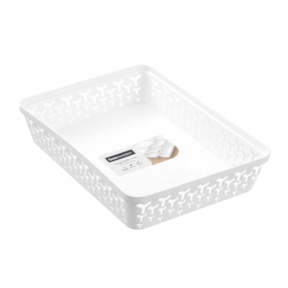 12PK Boxsweden Star Organiser Tray Versatile Sleek Rectangular 33x24x6.5cm White
