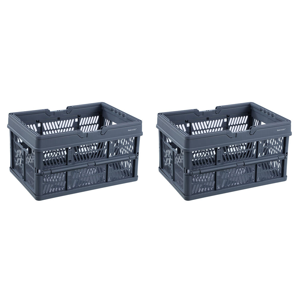 2PK Boxsweden Foldaway Carry Basket Organiser 26.5L 44x30.5x25cm Assorted