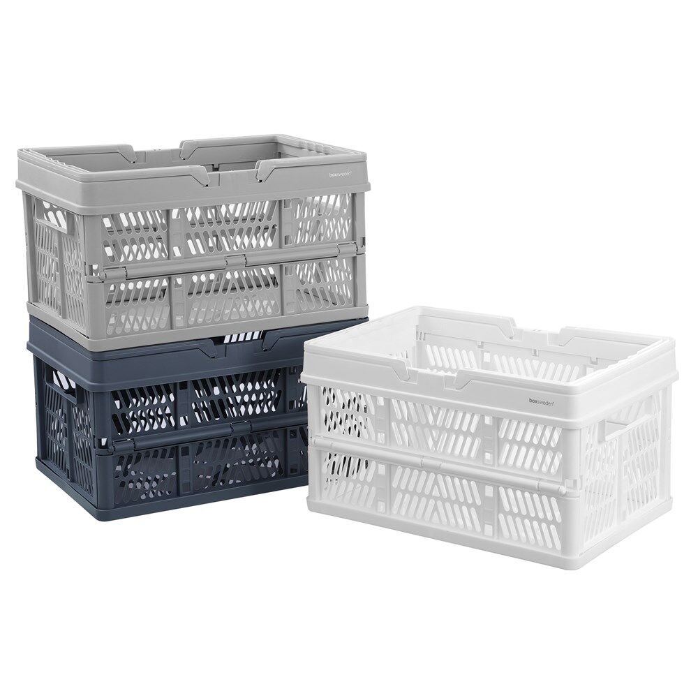 2PK Boxsweden Foldaway Carry Basket Organiser 26.5L 44x30.5x25cm Assorted
