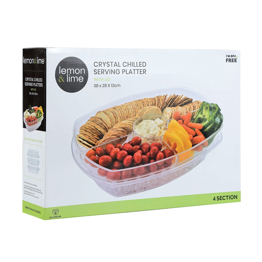 Lemon & Lime Crystal Chilled Serving Platter With Lid