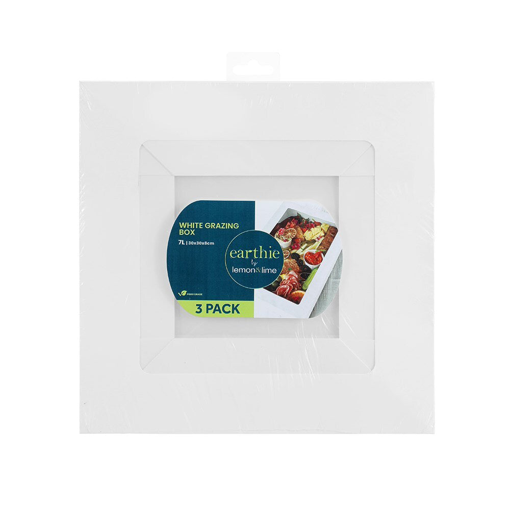 6x 3PK Lemon & Lime Eco Grazing Box 7L/30cm Rectangle - White