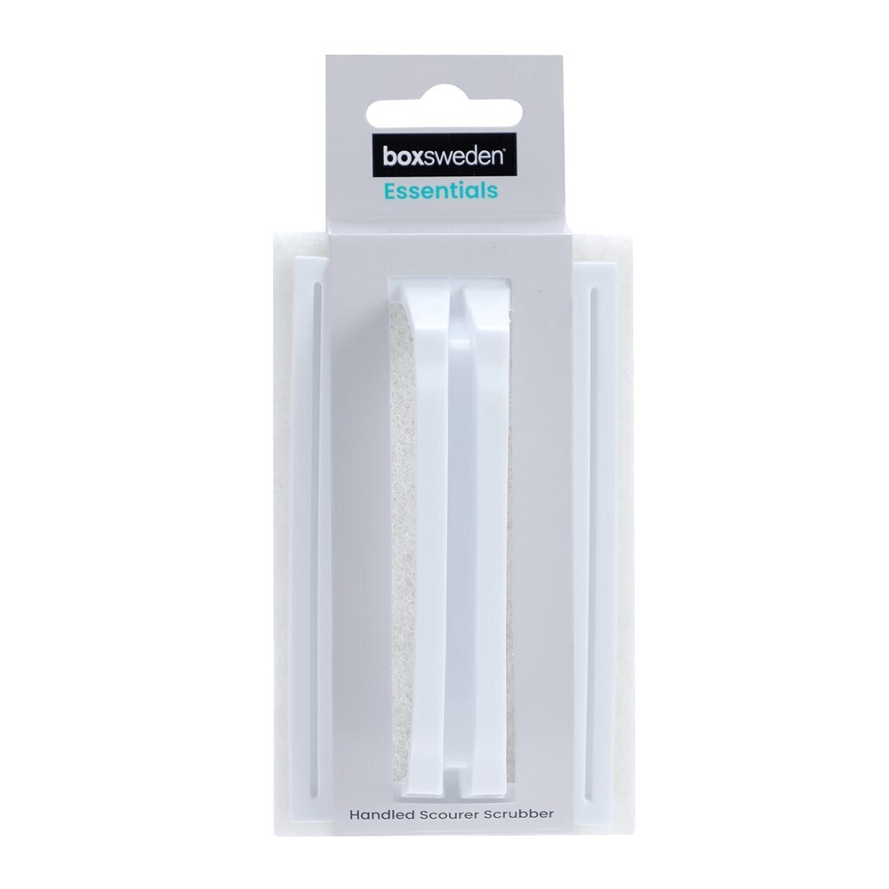 12PK Boxsweden Essentials Handled Scourer Scrubber Cleaner - White
