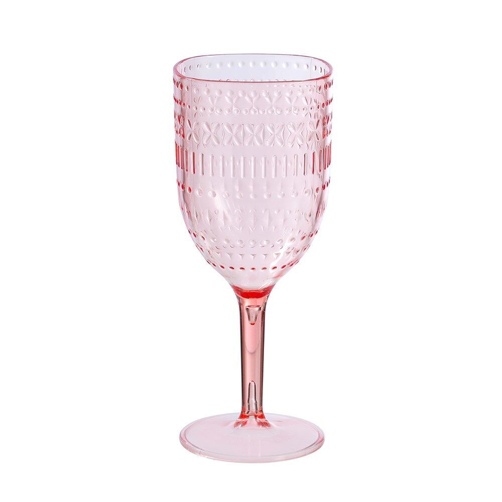 24PK Lemon & Lime Moroccan Deco Plastic Wine Goblet 400ml Amber/Green/Pink Assorted