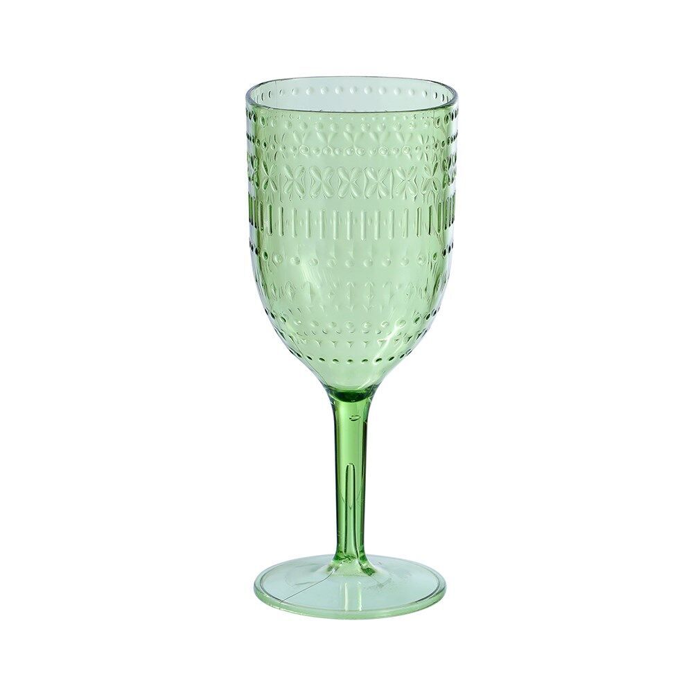 24PK Lemon & Lime Moroccan Deco Plastic Wine Goblet 400ml Amber/Green/Pink Assorted