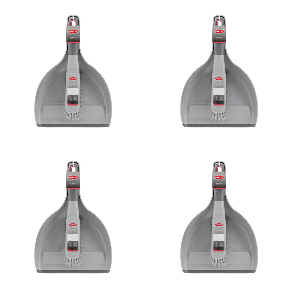 4PK Boxsweden Prime Dustpan and Brush Soft Grip Handle with Rubber Lip Non-Slip
