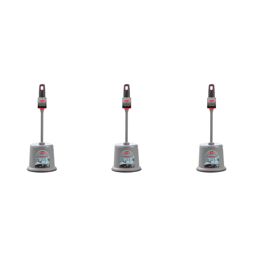 3PK Boxsweden Prime Toilet Cleaning Brush w/ Soft Grip and Holder 39cm Grey