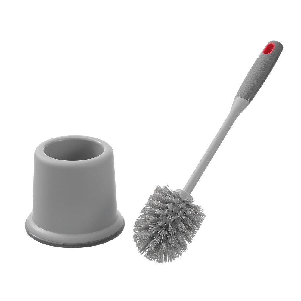 3PK Boxsweden Prime Toilet Cleaning Brush w/ Soft Grip and Holder 39cm Grey