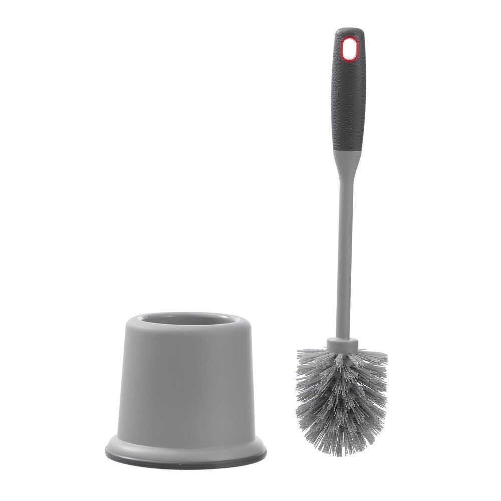 3PK Boxsweden Prime Toilet Cleaning Brush w/ Soft Grip and Holder 39cm Grey