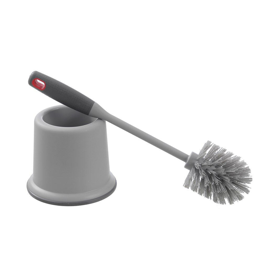 3PK Boxsweden Prime Toilet Cleaning Brush w/ Soft Grip and Holder 39cm Grey