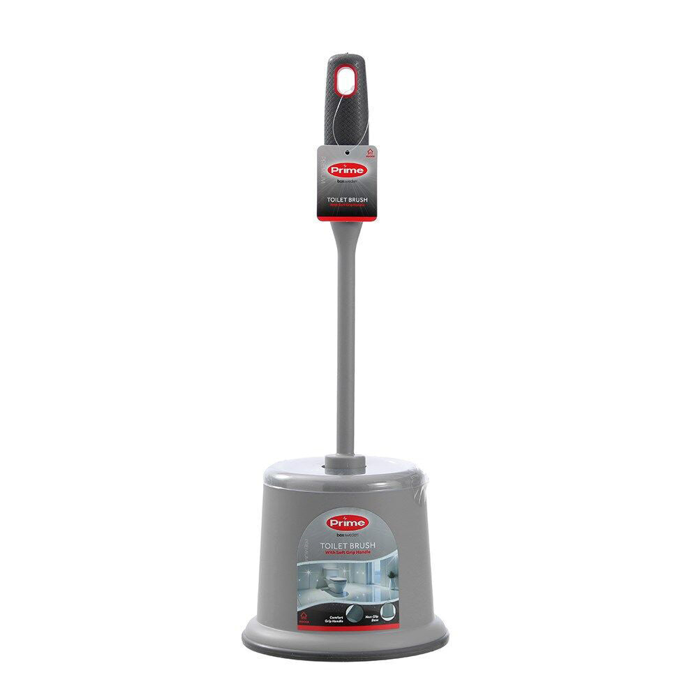 6PK Boxsweden Prime Toilet Cleaning Brush w/ Soft Grip and Holder 39cm Grey