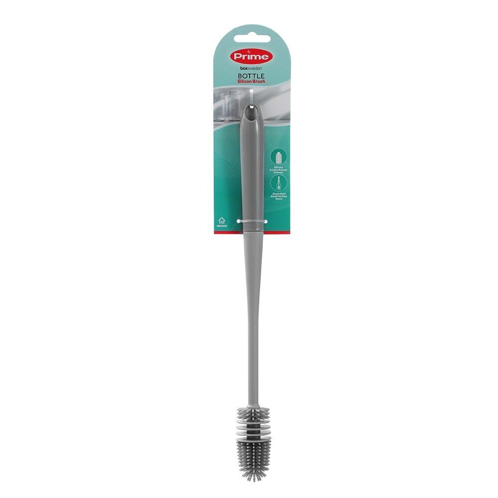 12PK Boxsweden Prime Kitchen Essentials Silicone Cleaning Bottle Brush Grey