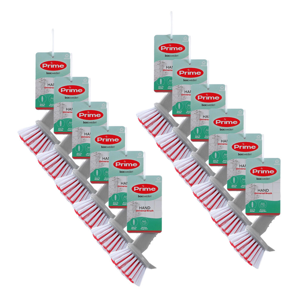 12PK Boxsweden Prime Essentials Universal Kitchen Hand Brush Grey/White