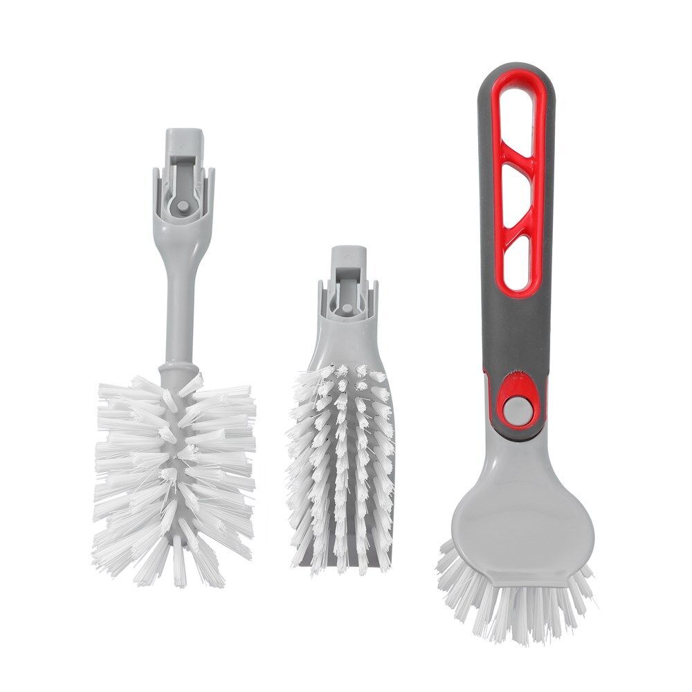4x 3pc Boxsweden Prime Universal Kitchen Cleaning Brush Set Grey/White