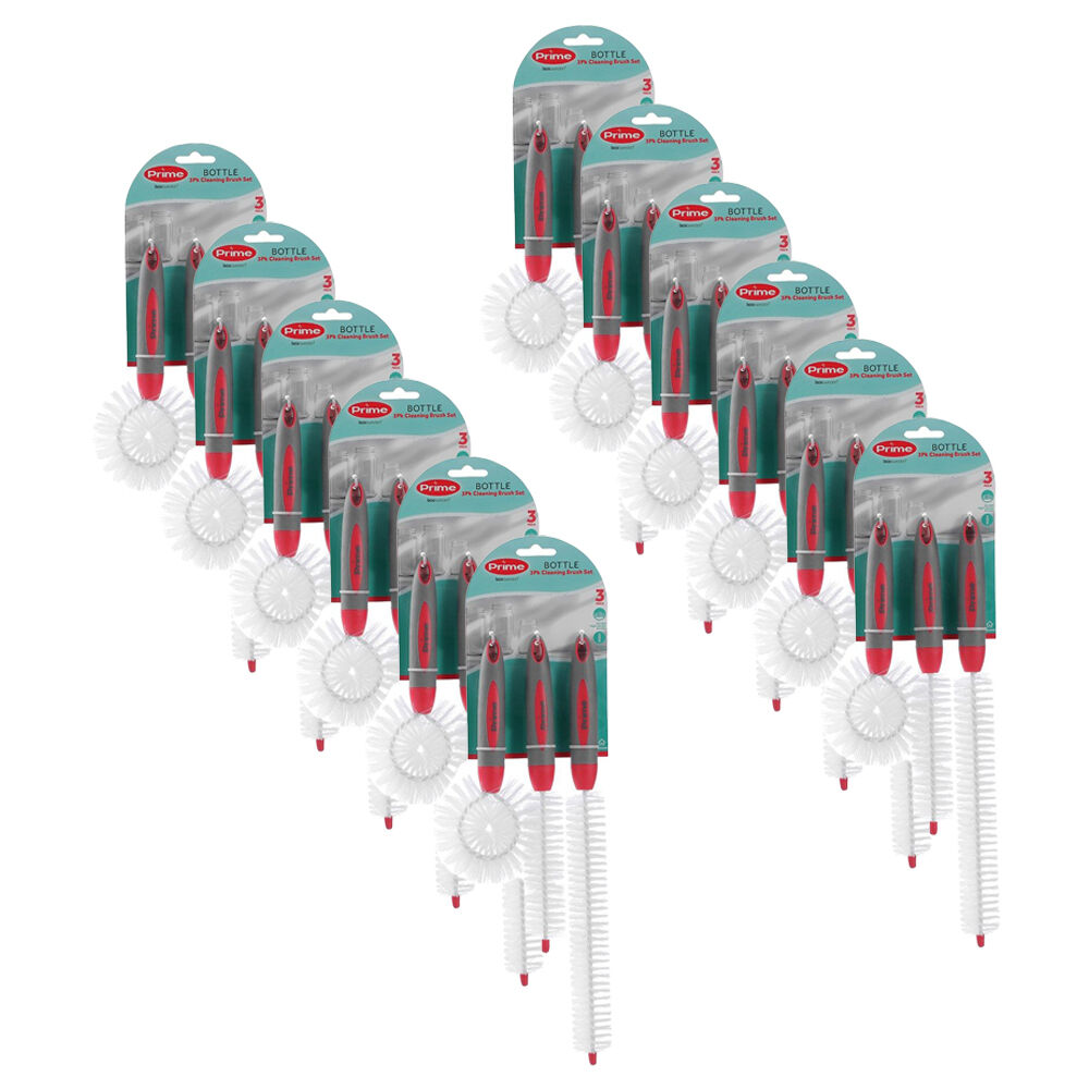 12x 3pc Boxsweden Non-Slip Prime Bottle Cleaning Brush Set Assorted