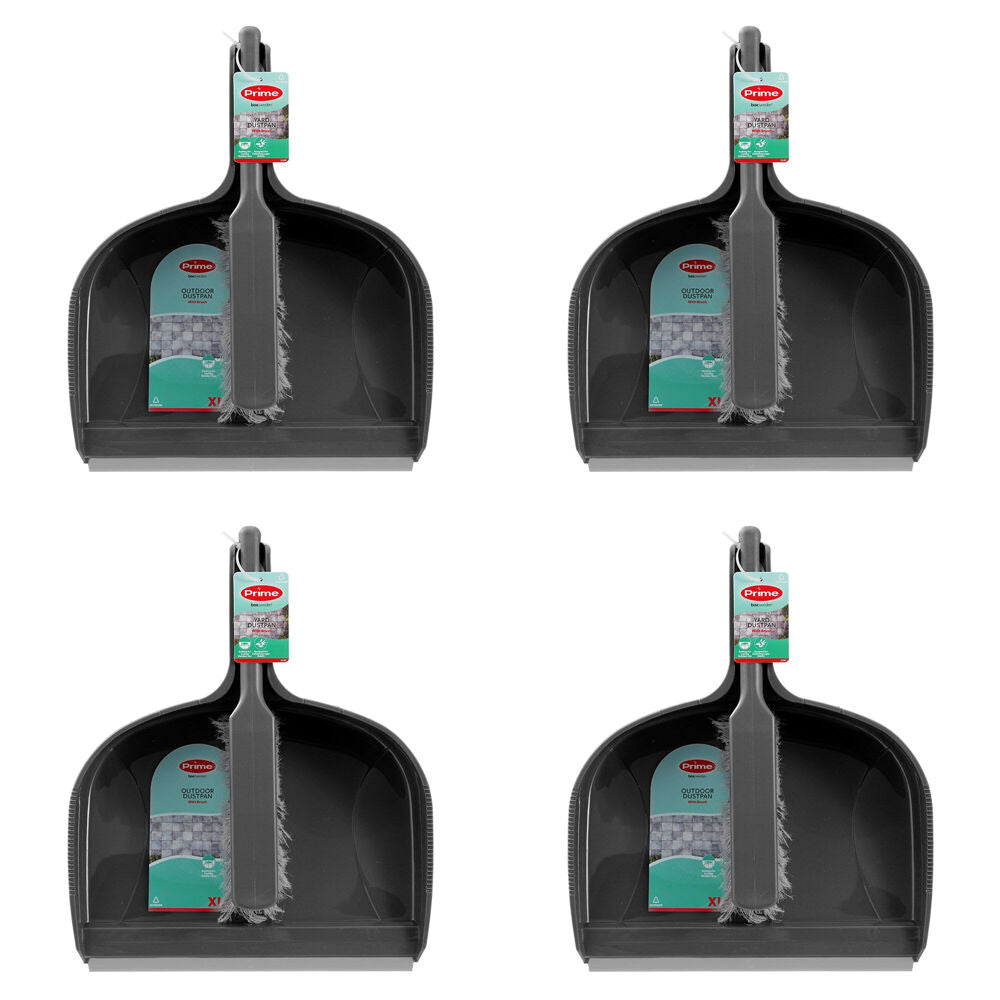 4PK Boxsweden Prime Wide Yard Dustpan and Brush Set Extra Large Assorted