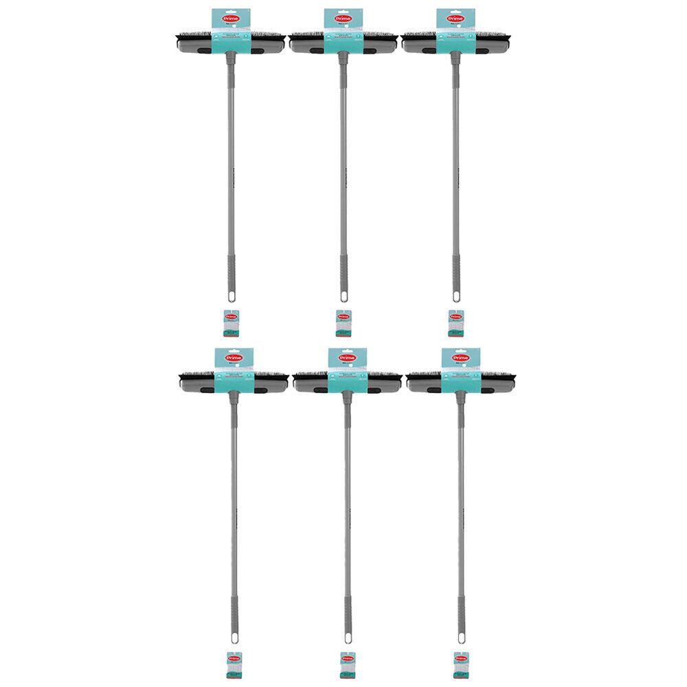 6PK Boxsweden Prime Rubber Head Outdoor/Indoor Broom w/ Extendable Handle Assorted