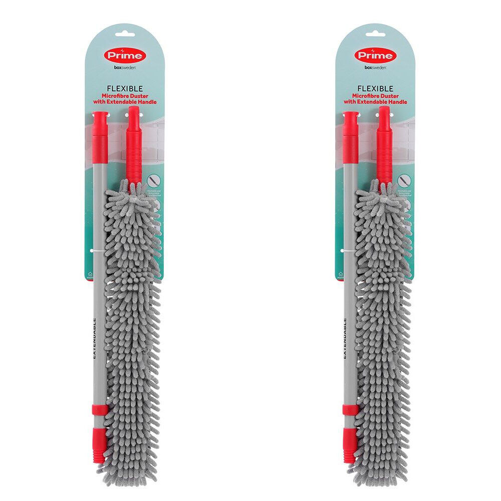 2PK Boxsweden Prime Flexible Microfibre Duster W/ Extendable Handle Asstd
