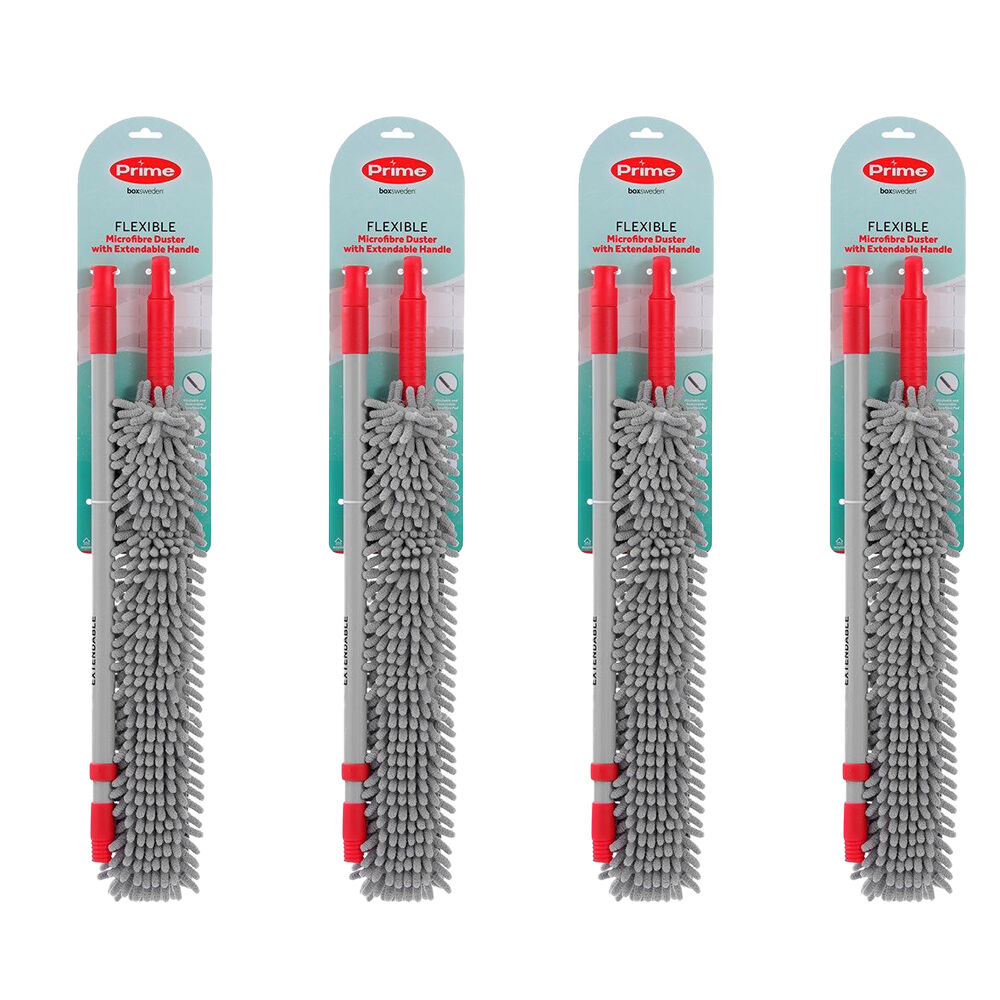 4PK Boxsweden Prime Flexible Microfibre Duster With Extendable Handle Asstd