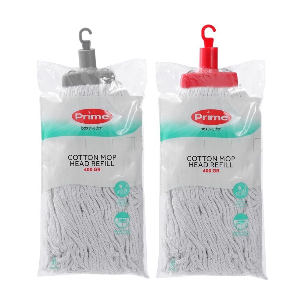 6PK Boxsweden Prime Cotton Mop Refill 400GR Head for Cleaning Assorted