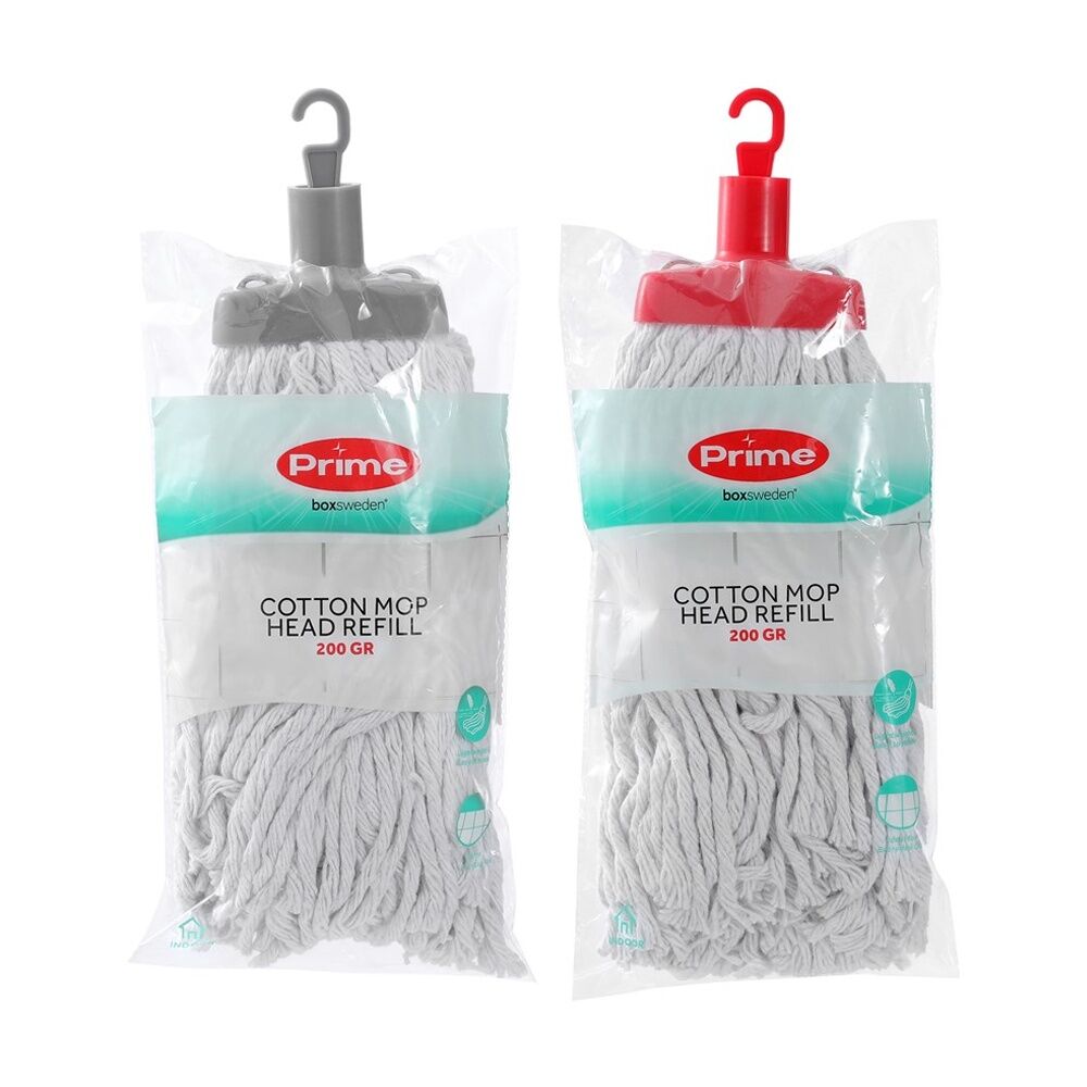 6PK Boxsweden Prime Cotton Mop Refill 200GR Head for Cleaning Assorted