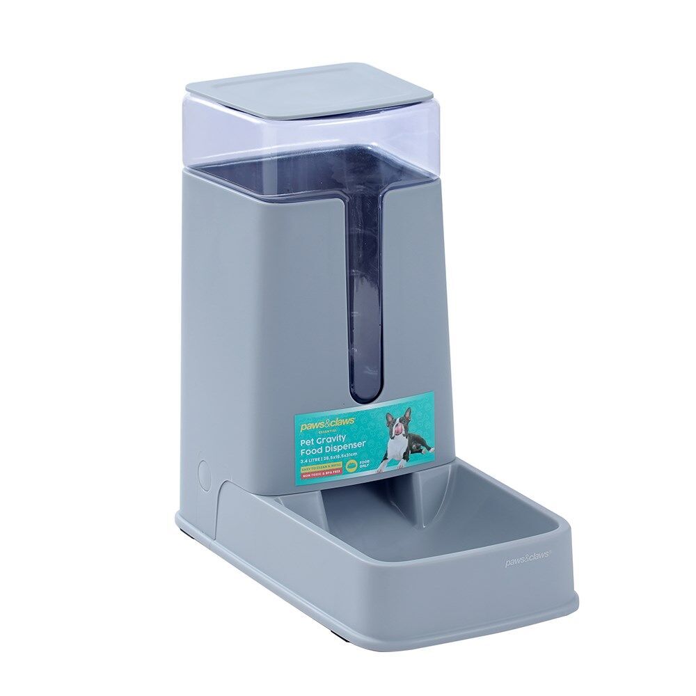 2PK Paws And Claws Gravity Pet Fresh Food Dispenser 3.4L/28.5x16.5x31cm Clear