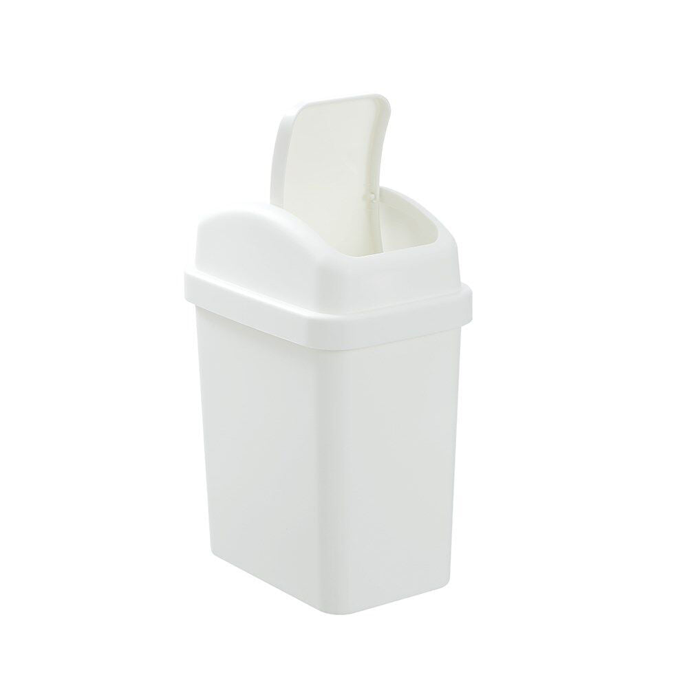 3PK Boxsweden Durable Slim Line Rubbish Bin w/ Swing Lid 6L White