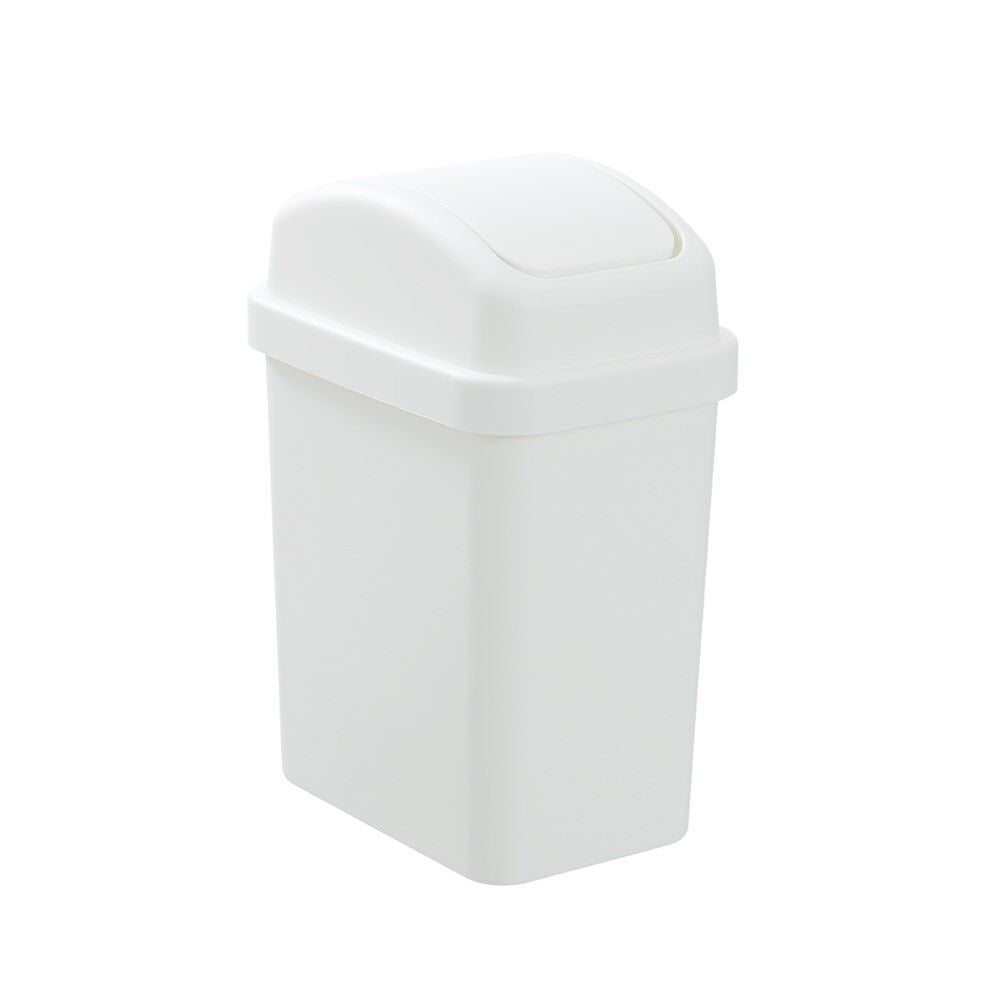 6PK Boxsweden Durable Slim Line Rubbish Bin w/ Swing Lid 6L White
