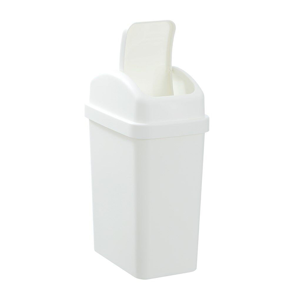 3PK Boxsweden Durable Slim Line Rubbish Bin w/ Swing Lid 12L White