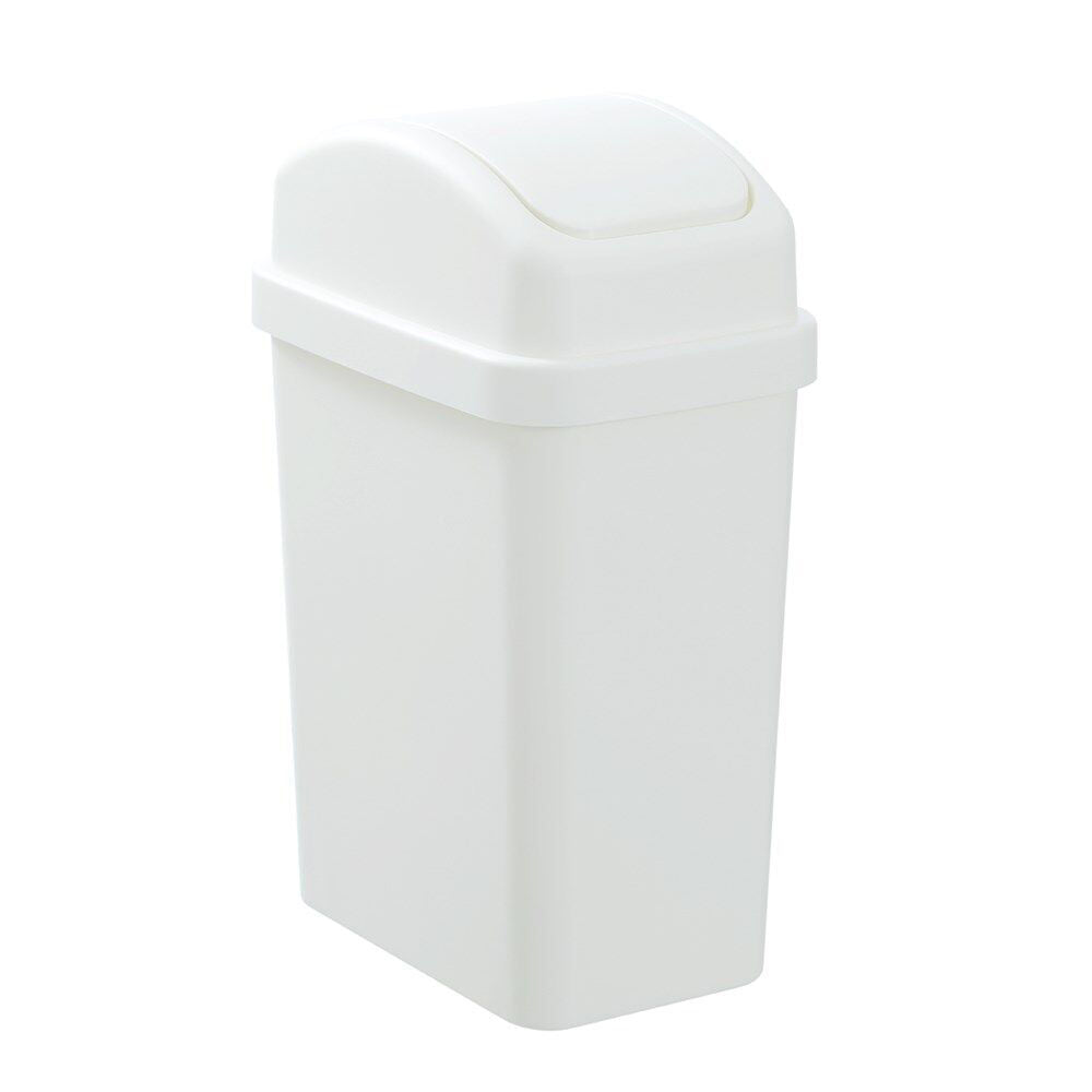 3PK Boxsweden Durable Slim Line Rubbish Bin w/ Swing Lid 12L White