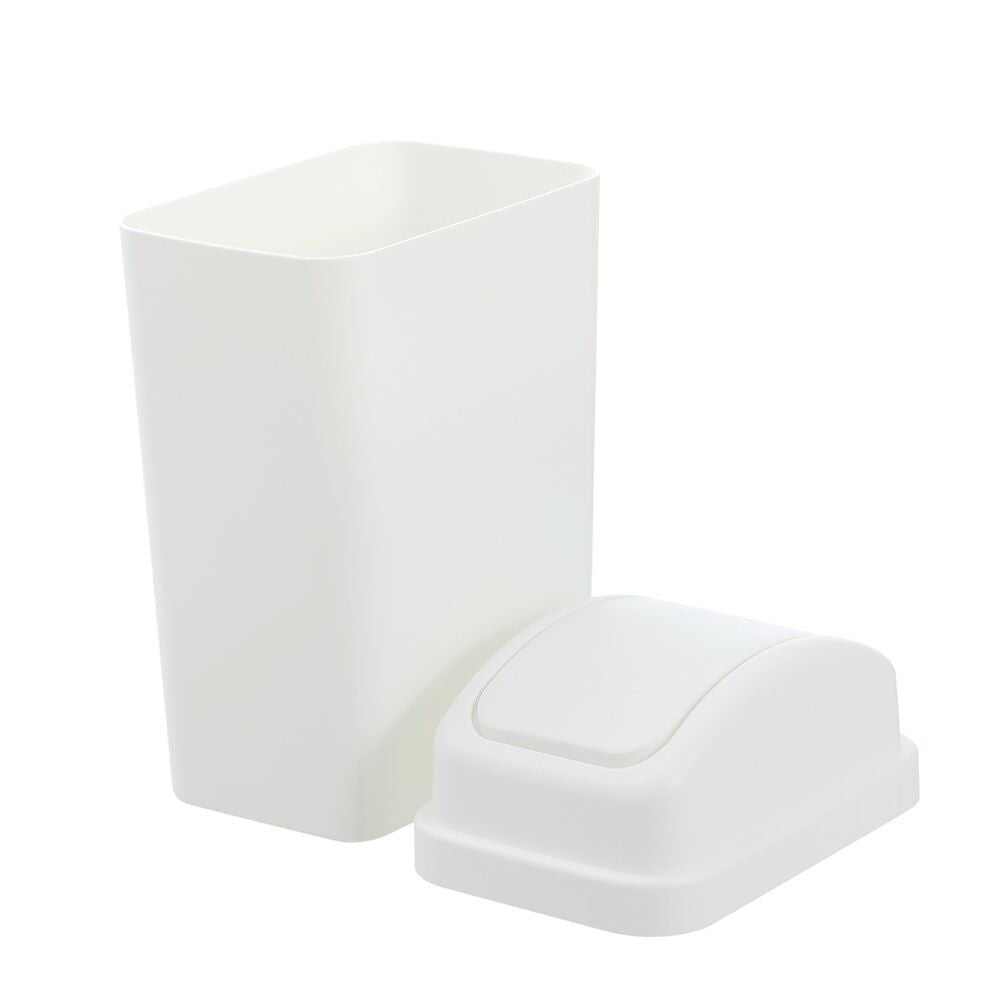 6PK Boxsweden Durable Slim Line Rubbish Bin w/ Swing Lid 12L White