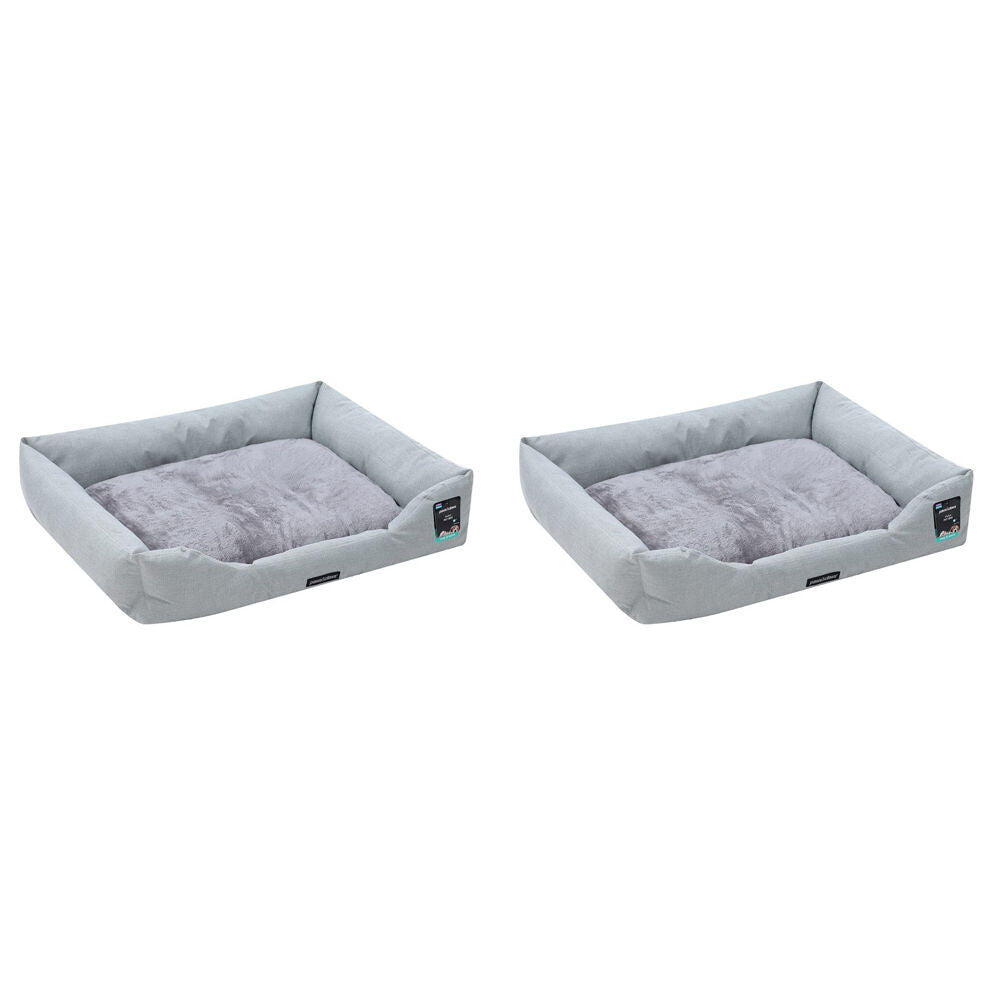 2PK Paws and Claws Walled Cushioned Pet Dog/Cat Bed 90x70x21cm Light Grey