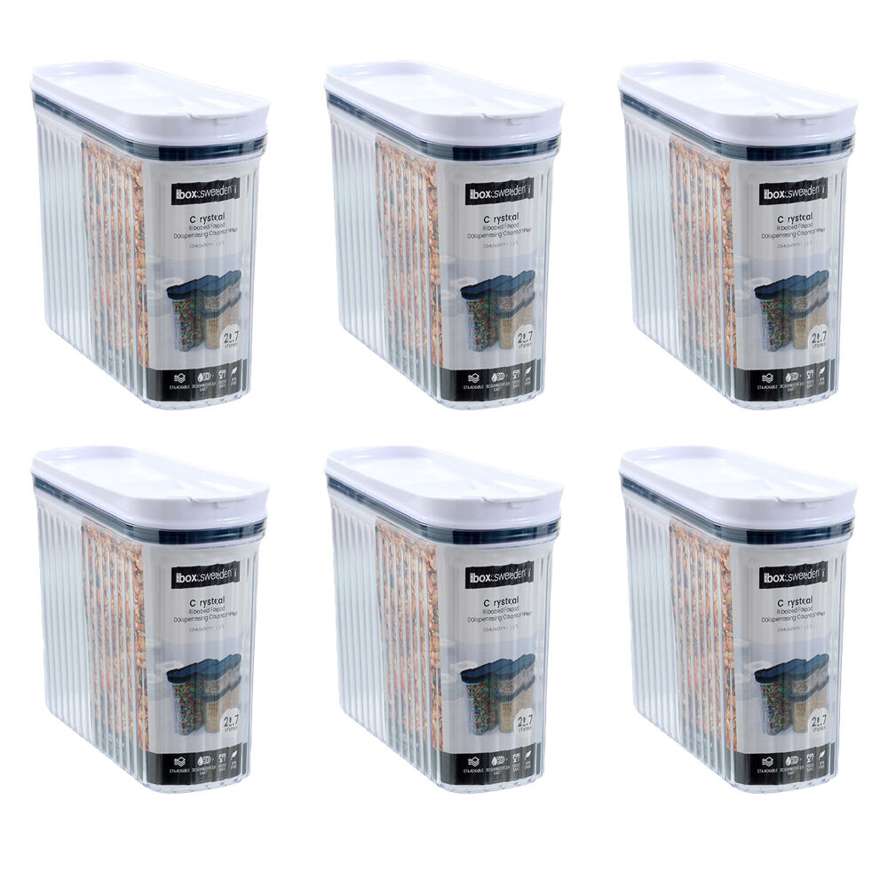 6PK Lemon and Lime Crystal Ribbed Food Dispensing Container 2.7L/22x8x26cm Assorted