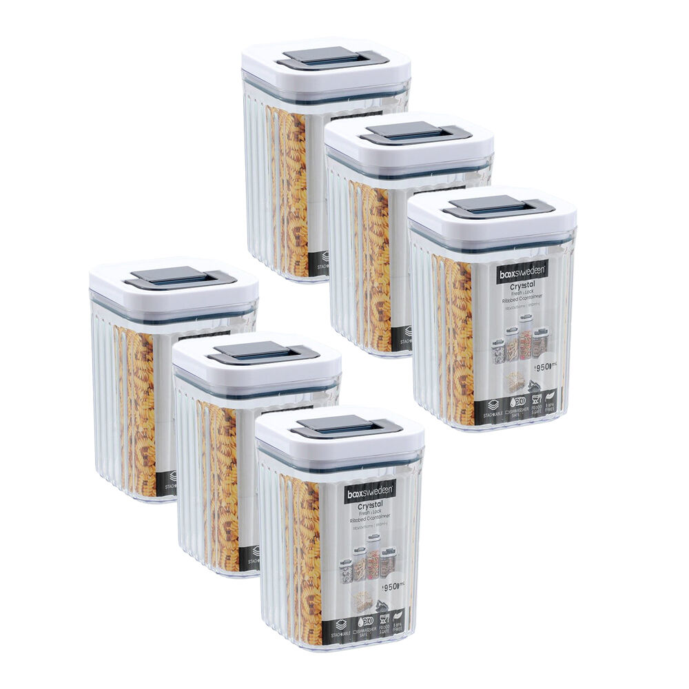 6PK Lemon and Lime Crystal Ribbed Food Storage Container 950mL/15cm Assorted
