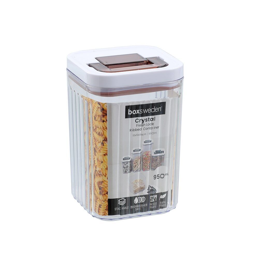 6PK Lemon and Lime Crystal Ribbed Food Storage Container 950mL/15cm Assorted