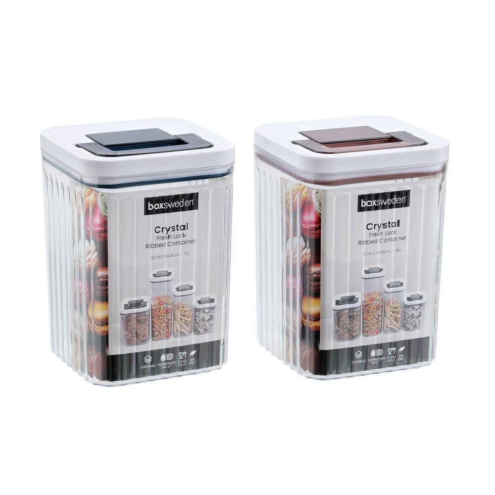 4PK Lemon and Lime Crystal Ribbed Food Storage Container 1.9L/18cm Assorted