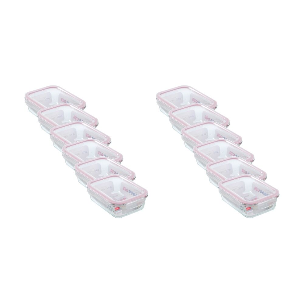 12PK Lemon and Lime Yorkshire Glass Rectangle Clip Seal Container 1.5L Food Safe
