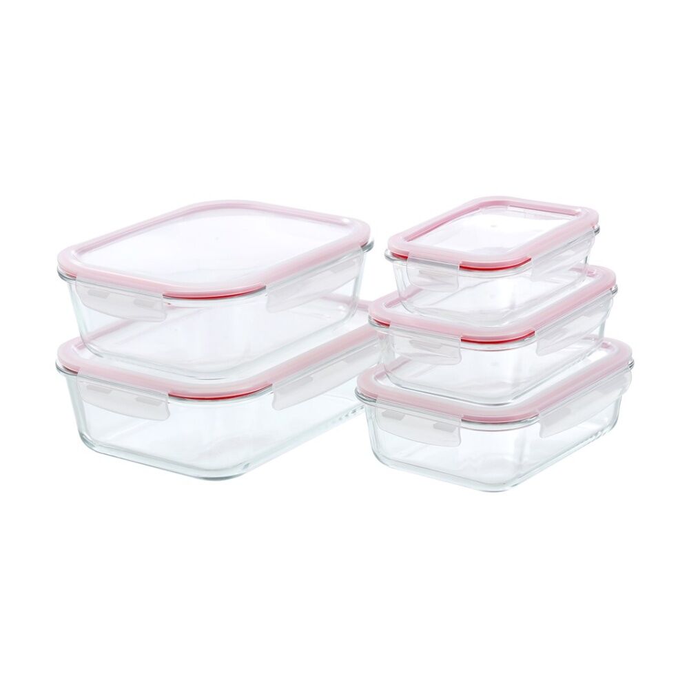 3PK Lemon and Lime Yorkshire Glass Rectangle Clip Seal Container 2.3L Food Safe
