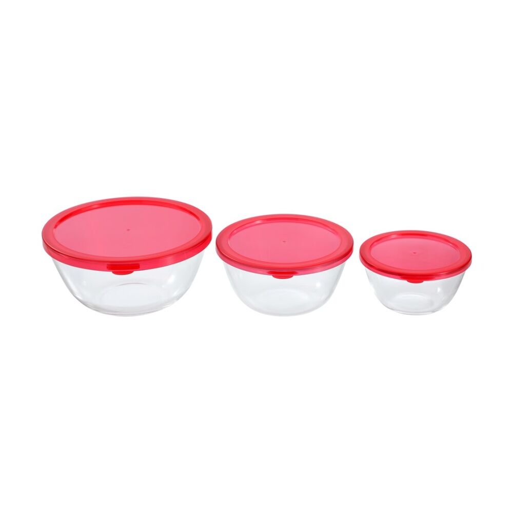 12PK Lemon and Lime Yorkshire Glass Mixing Bowl Lidded 800ml 15x15x8cm Food Safe