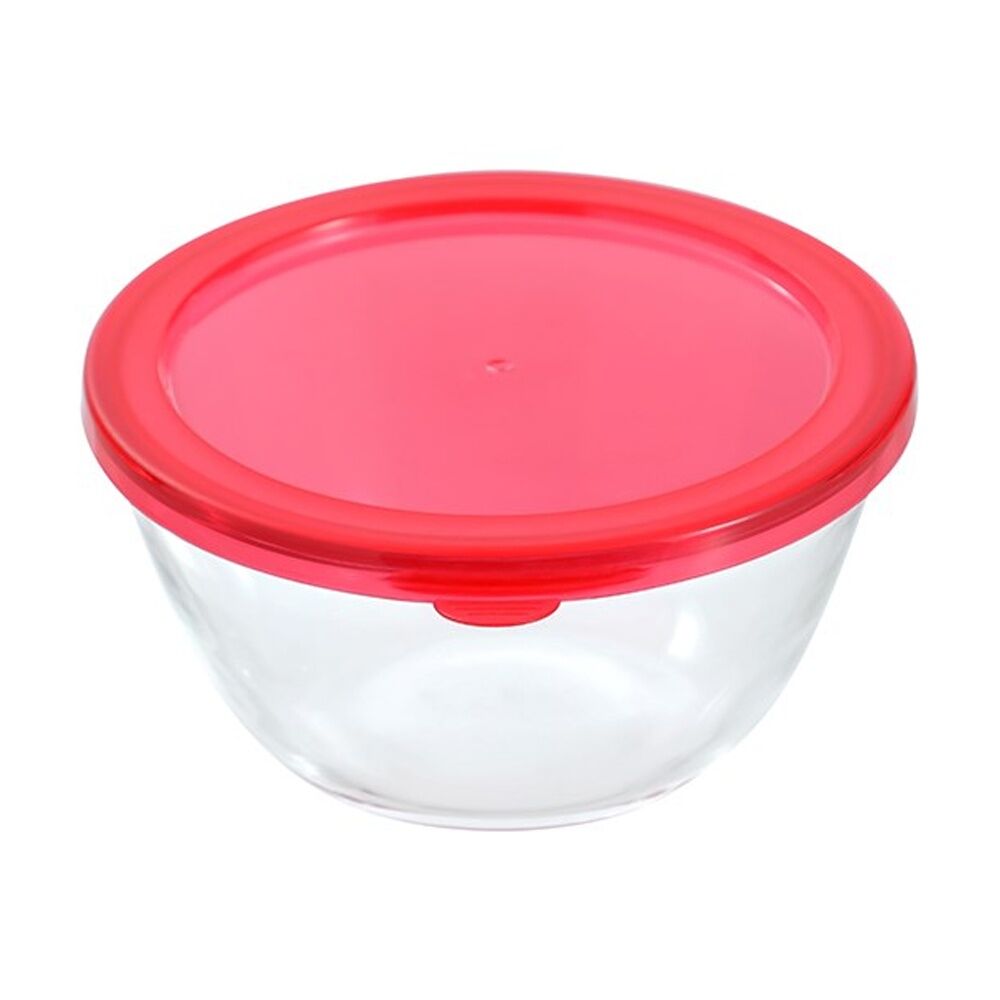 12PK Lemon and Lime Yorkshire Glass Mixing Bowl Lidded 800ml 15x15x8cm Food Safe