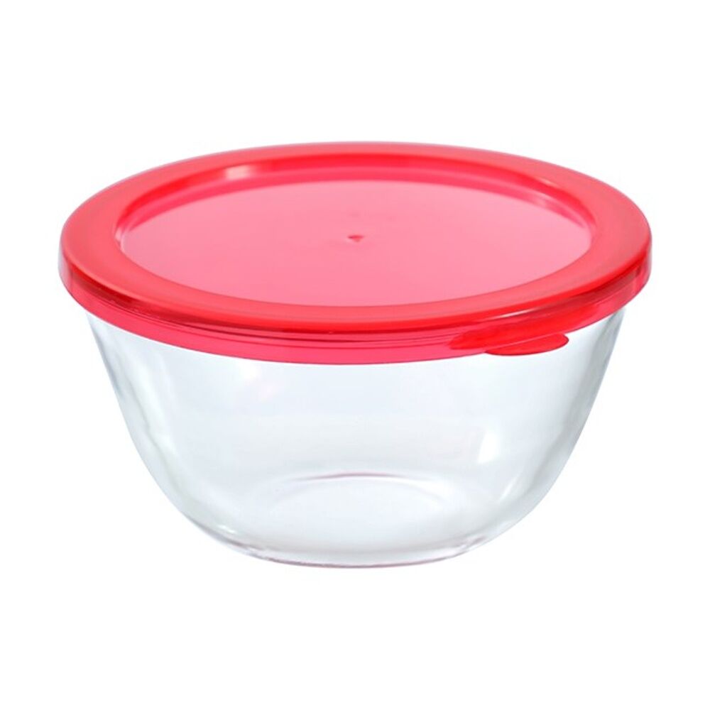 12PK Lemon and Lime Yorkshire Glass Mixing Bowl Lidded 800ml 15x15x8cm Food Safe