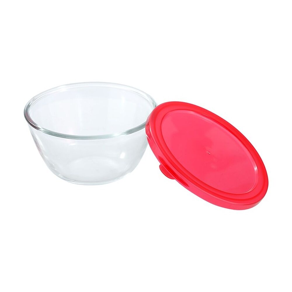 24PK Lemon and Lime Yorkshire Glass Mixing Bowl Lidded 800ml 15x15x8cm Food Safe